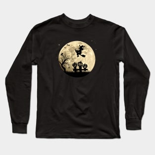 Witch with Spider Pumpkin Halloween Witchcraft Long Sleeve T-Shirt